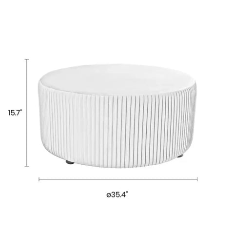 Grey Round Upholstered Coffee Table Ottoman
