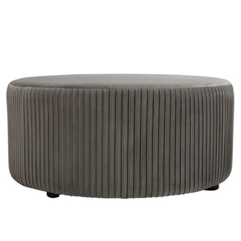Grey Round Upholstered Coffee Table Ottoman