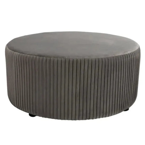 Grey Round Upholstered Coffee Table Ottoman