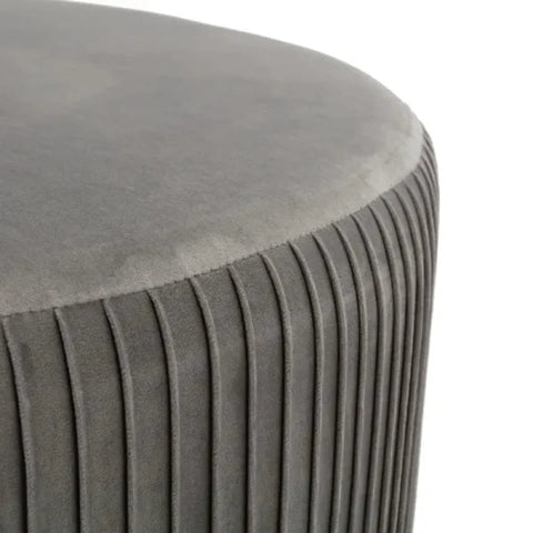 Grey Round Upholstered Coffee Table Ottoman