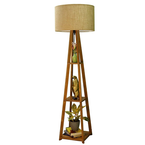 Modern Decorative Wooden Floor Lamp with Washable Jute Shade