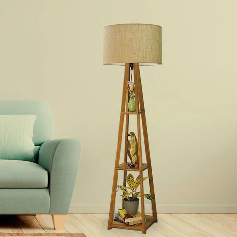 Modern Decorative Wooden Floor Lamp with Washable Jute Shade