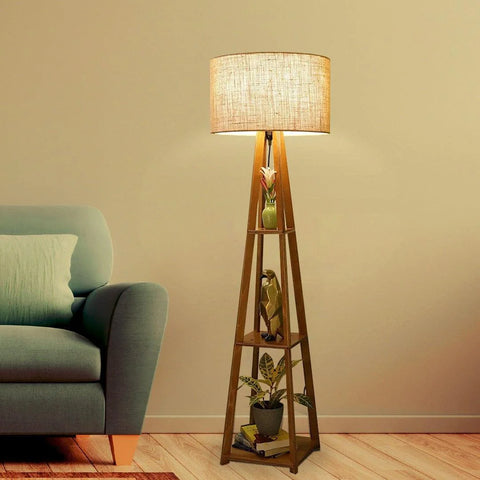Modern Decorative Wooden Floor Lamp with Washable Jute Shade