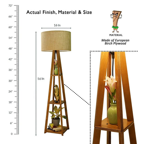 Modern Decorative Wooden Floor Lamp with Washable Jute Shade
