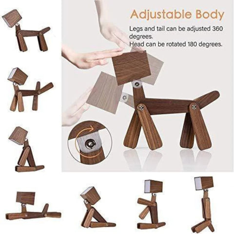 Wooden Dog-Shaped Study Lamp