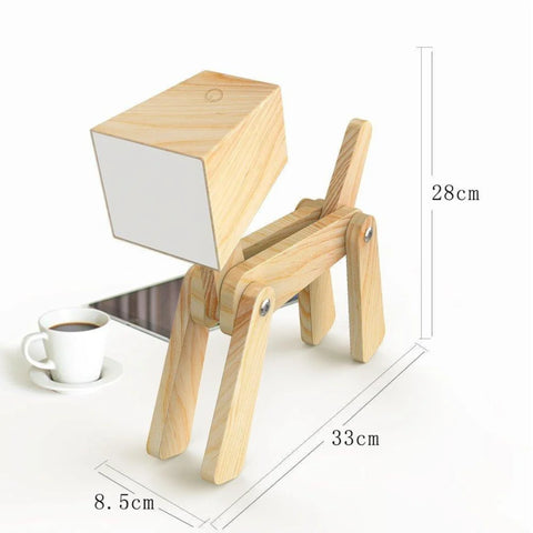 Wooden Dog-Shaped Study Lamp