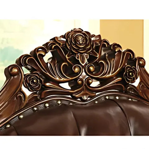Exquisite Hand-Carved Chesterfield Sofa in Premium Leather