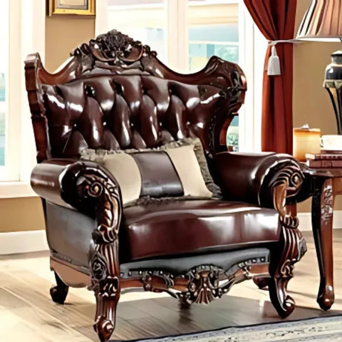 Exquisite Hand-Carved Chesterfield Sofa in Premium Leather