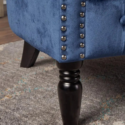 Velvet Rolled Arm Chesterfield Loveseat with Button Tufting