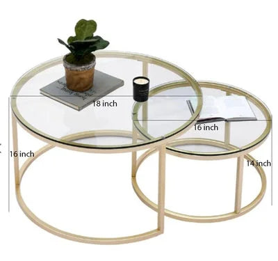 Nordic Glass-Top Nesting Coffee Table Set of 2