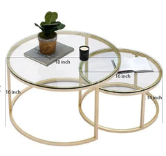 Nordic Glass-Top Nesting Coffee Table Set of 2