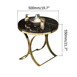 Tulip Black Marble Side Table with Gold Metal Base