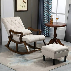 Wooden Rocking Chair with Footrest