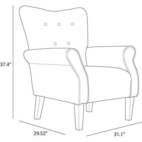 Modern Wingback Accent Chair with Wooden Legs and Button Tufting
