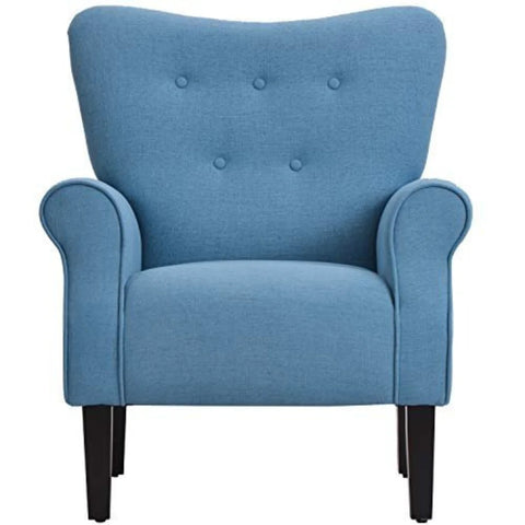 Modern Wingback Accent Chair with Wooden Legs and Button Tufting