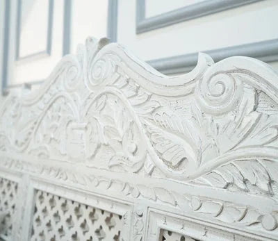 Crate White Finish Swing Chair with Intricate Carvings