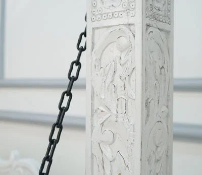 Crate White Finish Swing Chair with Intricate Carvings
