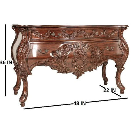 Hand-Carved Mahogany Console Table with Intricate Detailing