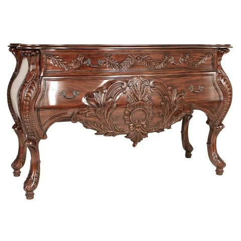 Hand-Carved Mahogany Console Table with Intricate Detailing