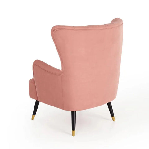 Azriela Velvet Wingback Lounge Chair with Gold-Capped Legs