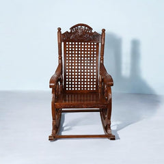 Antique Wheel-Design Wooden Rocking Chair for Relaxation