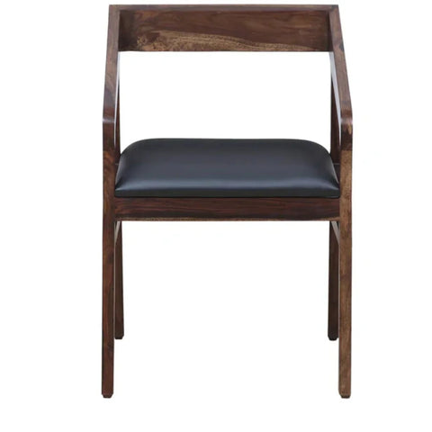 Modern Solid Wood Armchair with Black Cushion in Provincial Teak Finish