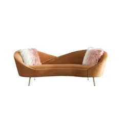 Modern Velvet Curved Sofa with Round Arms