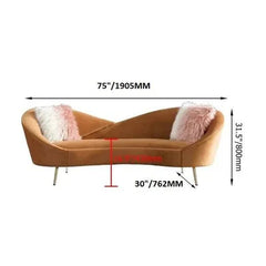 Modern Velvet Curved Sofa with Round Arms