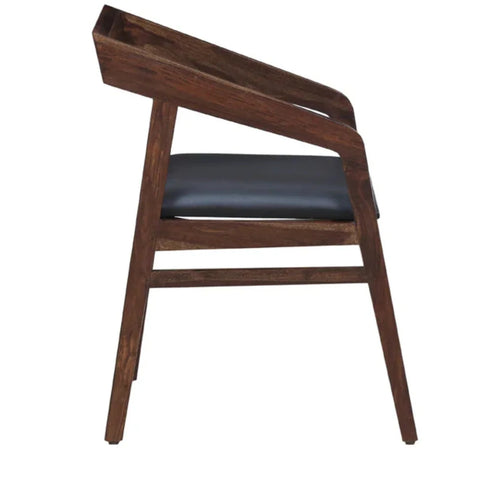 Modern Solid Wood Armchair with Black Cushion in Provincial Teak Finish