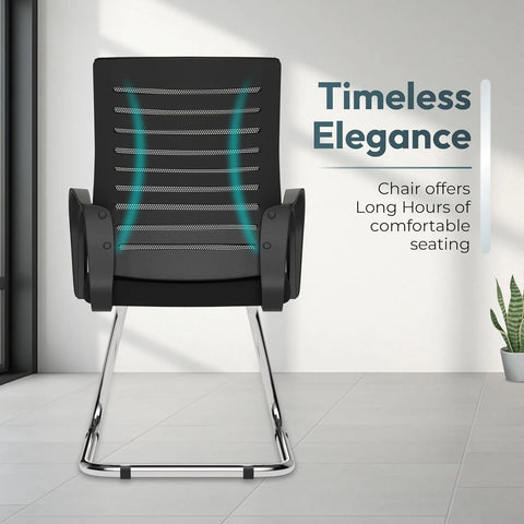 Mid Back  Mesh Office Visitor Chair With Heavy Duty Metal Frame Study (Black) (1 pc)