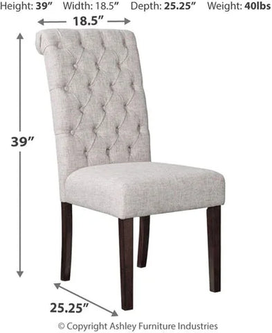 Classic Light Gray Upholstered Dining Chairs with Tufted Back – Set of 2