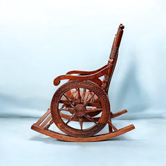 Antique Wheel-Design Wooden Rocking Chair for Relaxation