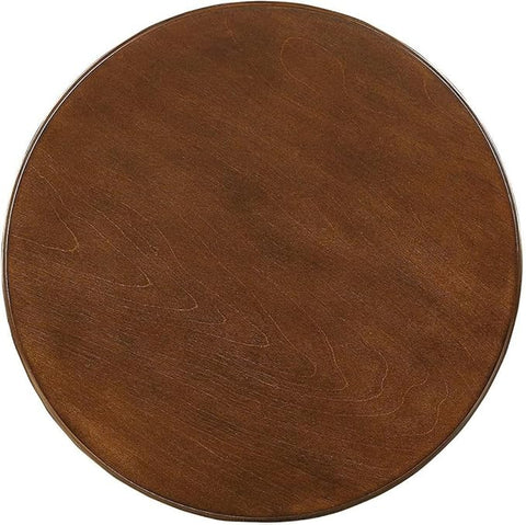 Elegant Brown Wooden Round Side Table with Pedestal Base