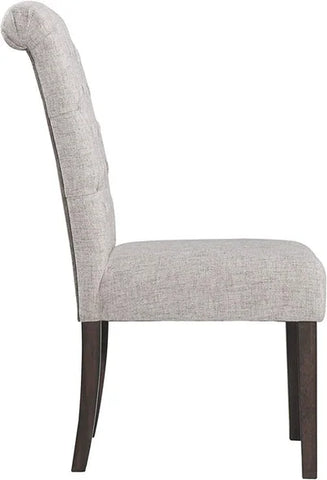 Classic Light Gray Upholstered Dining Chairs with Tufted Back – Set of 2