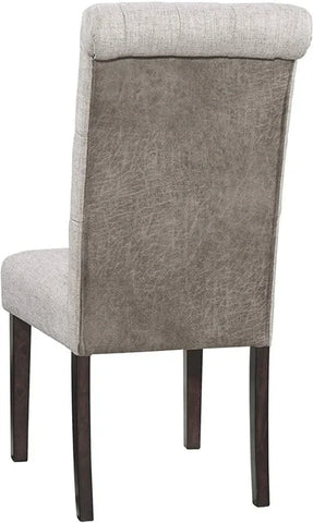 Classic Light Gray Upholstered Dining Chairs with Tufted Back – Set of 2