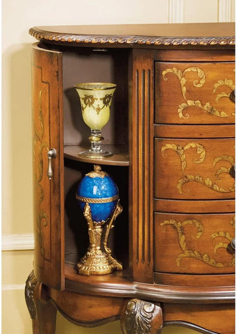 Lucchesi Serpentine Wooden Console Table with Faux Inlaid Hand-Painting