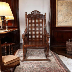 Antique Wheel-Design Wooden Rocking Chair for Relaxation