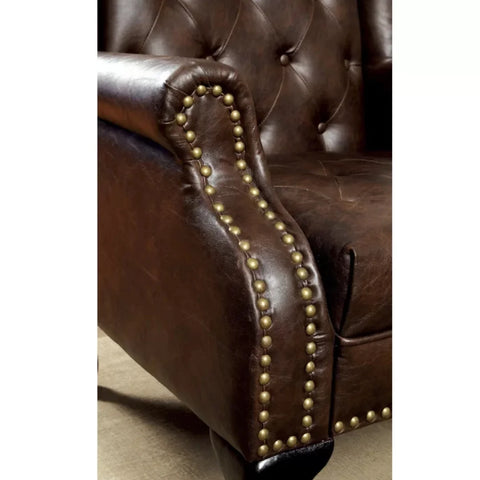 Chesterfield Wingback Armchair with Button Tufting and Cabriole Legs