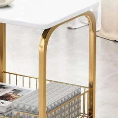 Paige Square Sofa Side Basket Table with Italian Marble Top