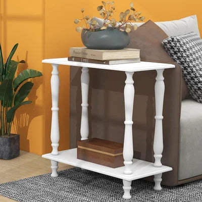 Vintage French Style 2-Tier Side Table for Living Room & Bedroom
