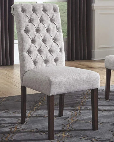 Classic Light Gray Upholstered Dining Chairs with Tufted Back – Set of 2