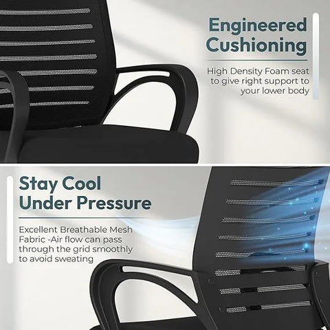 Mid Back  Mesh Office Visitor Chair With Heavy Duty Metal Frame Study (Black) (1 pc)