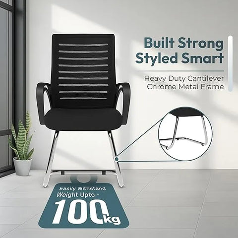 Mid Back  Mesh Office Visitor Chair With Heavy Duty Metal Frame Study (Black) (1 pc)