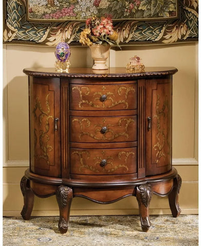 Lucchesi Serpentine Wooden Console Table with Faux Inlaid Hand-Painting