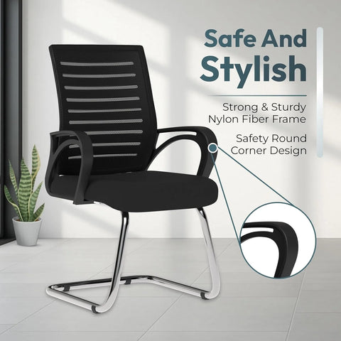 Mid Back  Mesh Office Visitor Chair With Heavy Duty Metal Frame Study (Black) (1 pc)