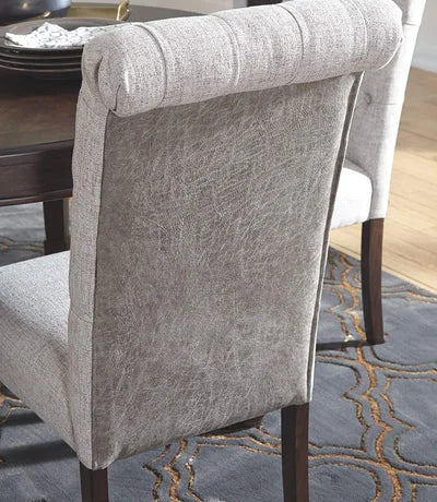 Classic Light Gray Upholstered Dining Chairs with Tufted Back – Set of 2
