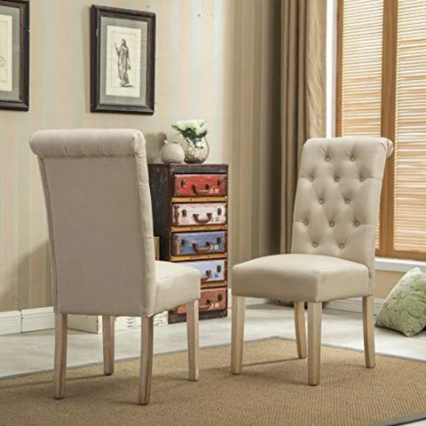 Habit Solid Wood Tufted Parsons Dining Chair Set (Set of 2)
