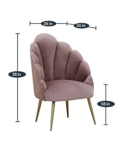 Naina Velvet Pink Peacock Chair with Gold Legs