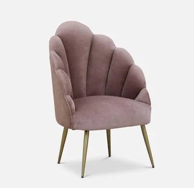 Naina Velvet Pink Peacock Chair with Gold Legs