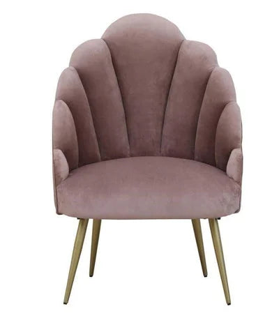 Naina Velvet Pink Peacock Chair with Gold Legs